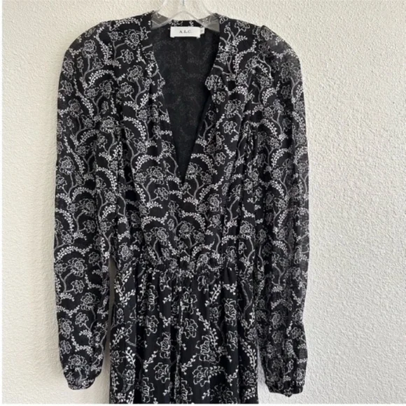 ALC Kate Floral Long Sleeve Silk Blend Midi Dress - Picture 6 of 9